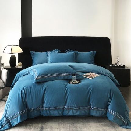 91家纺网 家纺一手货源 找家纺 （总）禧澜庭2024新款A类婴儿绒宝宝绒纯色刺绣牛奶绒法莱绒法兰绒四件套 