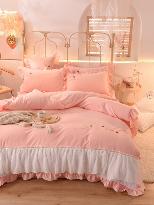 91家纺网 家纺一手货源 找家纺 （总）欧冠 2023公主风倾城牛奶绒四件套