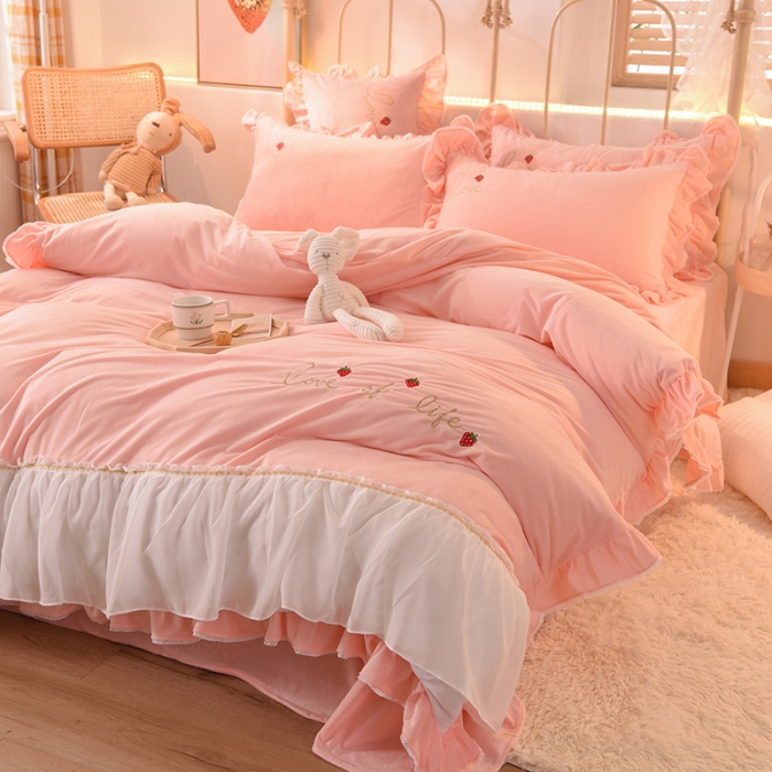 91家纺网 家纺一手货源 找家纺 （总）欧冠 2023公主风倾城牛奶绒四件套