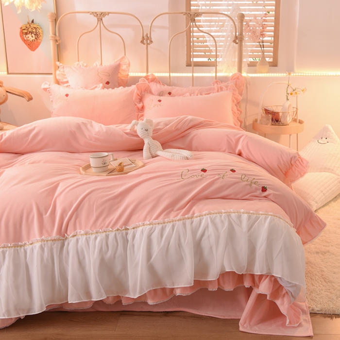 91家纺网 家纺一手货源 找家纺 （总）欧冠 2023公主风倾城牛奶绒四件套