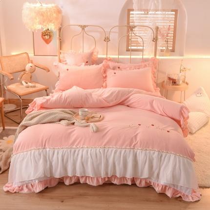 欧冠 2023公主风倾城牛奶绒四件套 倾城-玉色