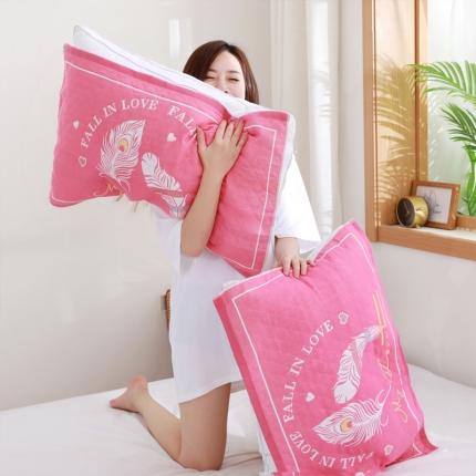 91家纺网 家纺一手货源 找家纺 （总）朴尔 2023新款柔棉花间风系列三层纱布枕巾52x78cm/对