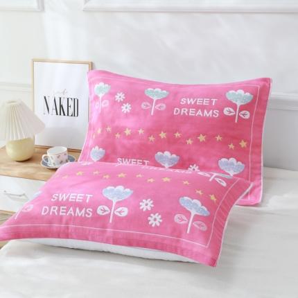 91家纺网 家纺一手货源 找家纺 （总）朴尔 2023新款柔棉花间风系列三层纱布枕巾52x78cm/对