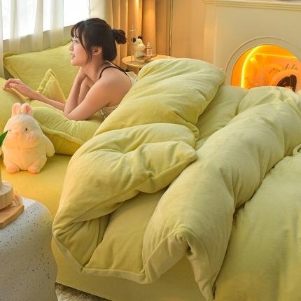 91家纺网 家纺一手货源 找家纺 （总）简爱2025新款纯色双拼牛奶绒四件套被套（跑量款）直播