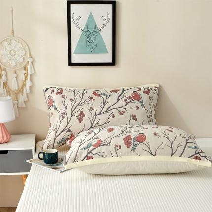 91家纺网 家纺一手货源 找家纺 （总）朴尔 2023新款素雅系列全棉系列四层纱布枕巾52x78cm/对