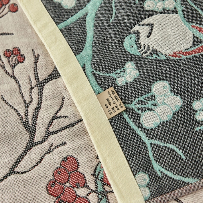 91家纺网 家纺一手货源 找家纺 朴尔 2023新款素雅系列全棉系列四层纱布枕巾52x78cm/对 喜登高枝-红