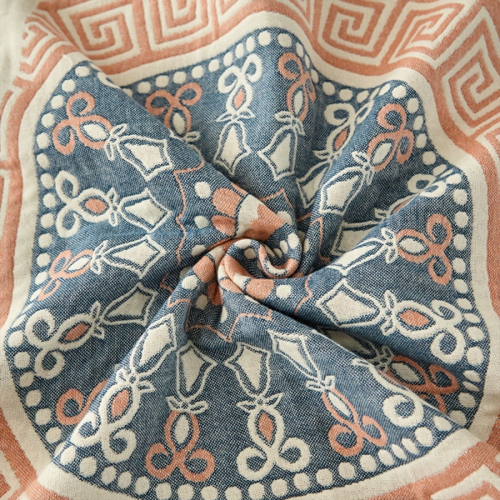 91家纺网 家纺一手货源 找家纺 朴尔 2023新款素雅系列全棉系列四层纱布枕巾52x78cm/对 铃兰香-橘