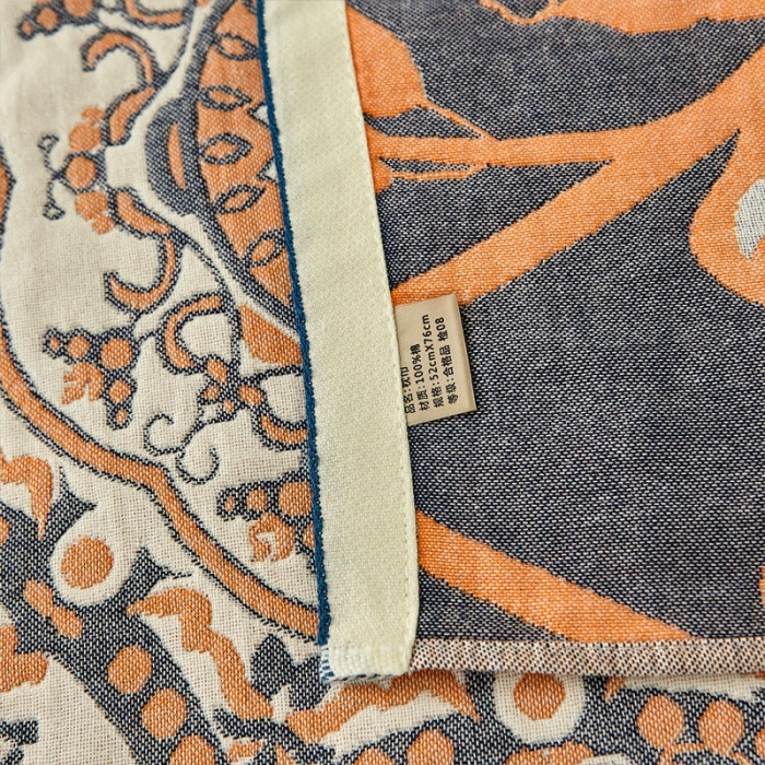 91家纺网 家纺一手货源 找家纺 朴尔 2023新款素雅系列全棉系列四层纱布枕巾52x78cm/对 恋恋花枝-驼