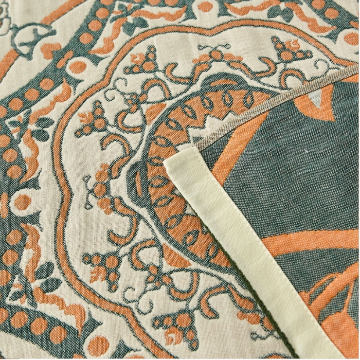 91家纺网 家纺一手货源 找家纺 朴尔 2023新款素雅系列全棉系列四层纱布枕巾52x78cm/对 恋恋花枝-绿