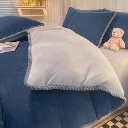 2023新款加厚牛奶绒纯色优雅四件套 优雅-宝蓝