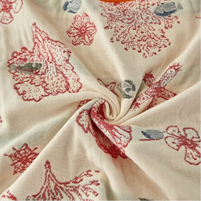 91家纺网 家纺一手货源 找家纺 朴尔 2023新款素雅系列全棉系列四层纱布枕巾52x78cm/对 海洋贝贝-红