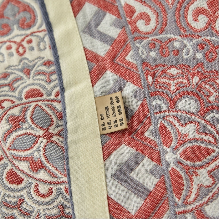 91家纺网 家纺一手货源 找家纺 朴尔 2023新款素雅系列全棉系列四层纱布枕巾52x78cm/对 半夏桃心-红