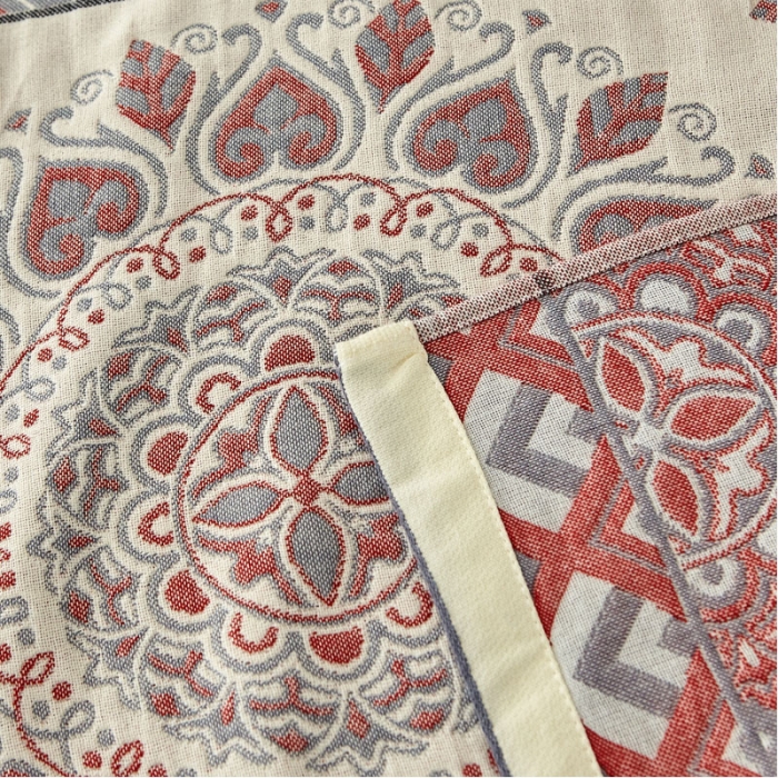 91家纺网 家纺一手货源 找家纺 朴尔 2023新款素雅系列全棉系列四层纱布枕巾52x78cm/对 半夏桃心-红