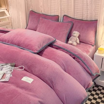 2023新款加厚牛奶绒纯色优雅四件套 优雅-豆沙