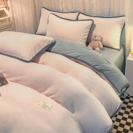 2023新款加厚牛奶绒纯色优雅四件套 优雅-粉灰
