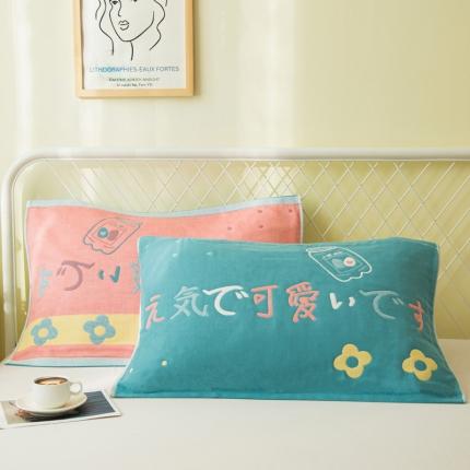 91家纺网 家纺一手货源 找家纺 （总）朴尔 2023新款卡通风格全棉四层纱布枕巾52x78cm/对
