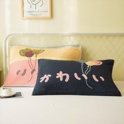 91家纺网 家纺一手货源 找家纺 （总）朴尔 2023新款卡通风格全棉四层纱布枕巾52x78cm/对