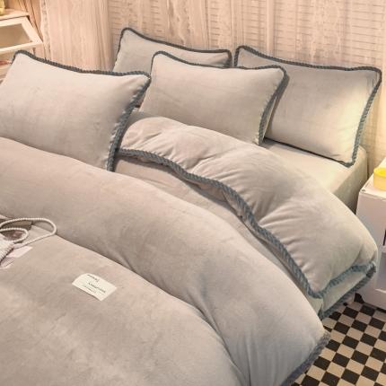 2023新款加厚牛奶绒纯色优雅四件套 优雅-浅驼