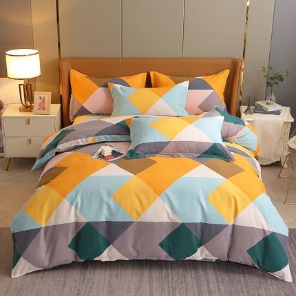 91家纺网 家纺一手货源 找家纺 总-2024新款典雅系多规格活性全棉磨毛四件套纯棉磨毛四件套床单床笠款