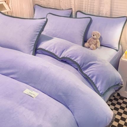 2023新款加厚牛奶绒纯色优雅四件套 优雅-浅紫