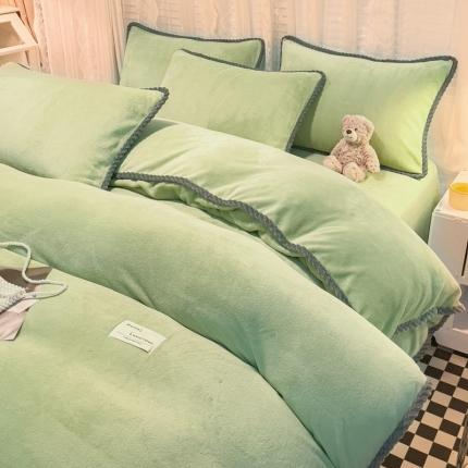 2023新款加厚牛奶绒纯色优雅四件套 优雅-牛油果