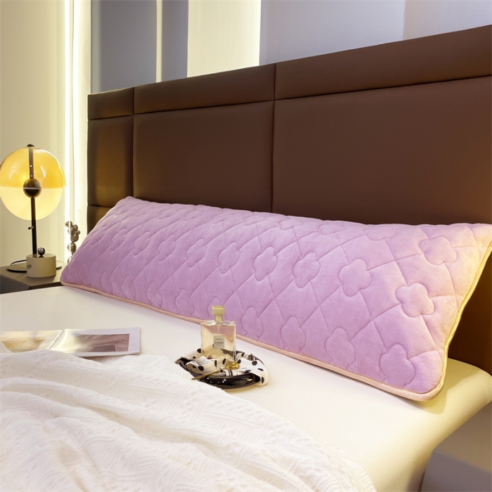 91家纺网 家纺一手货源 找家纺 梦舒羽 2025新款牛奶绒夹棉长枕套宿舍双人枕芯套 玫瑰紫