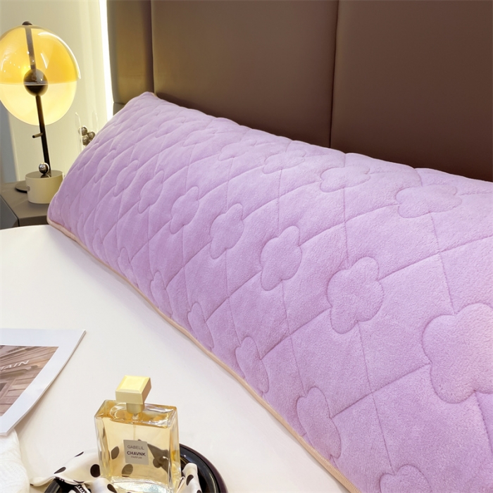 91家纺网 家纺一手货源 找家纺 梦舒羽 2025新款牛奶绒夹棉长枕套宿舍双人枕芯套 玫瑰紫