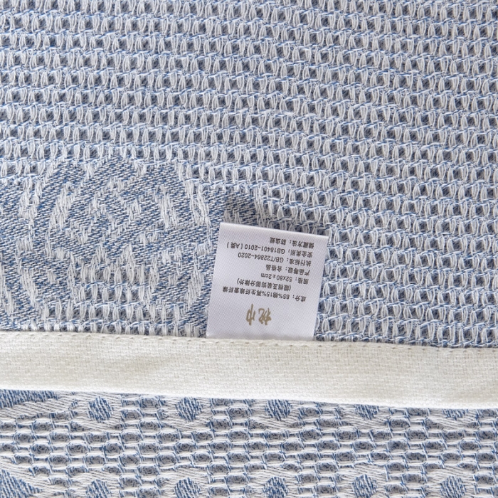 91家纺网 家纺一手货源 找家纺 朴尔 2023新款全棉纱布蜂窝结构系列枕巾系列52x78cm/对 君子莲-浅蓝