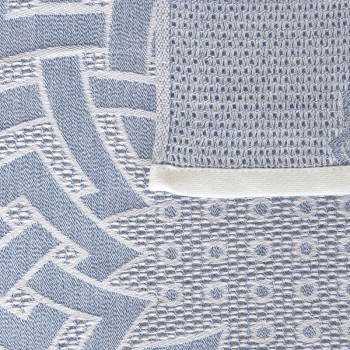 91家纺网 家纺一手货源 找家纺 朴尔 2023新款全棉纱布蜂窝结构系列枕巾系列52x78cm/对 君子莲-浅蓝