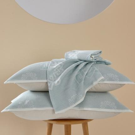 朴尔 2023新款全棉纱布蜂窝结构系列枕巾系列52x78cm/对 君子莲-浅绿
