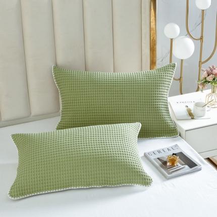 91家纺网 家纺一手货源 找家纺 （总）朴尔 2023新款全棉纱布华夫格素色枕巾系列52x78cm/对