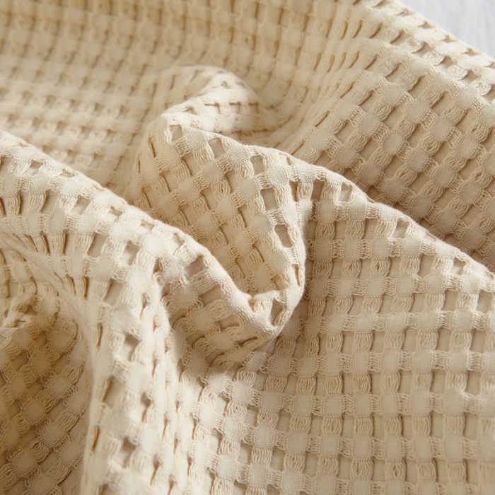 91家纺网 家纺一手货源 找家纺 朴尔 2023新款全棉纱布华夫格素色枕巾系列52x78cm/对 华夫格纹枕巾-米白