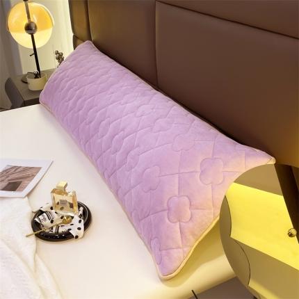 新款牛奶绒夹棉长枕套宿舍双人枕芯套 玫瑰紫