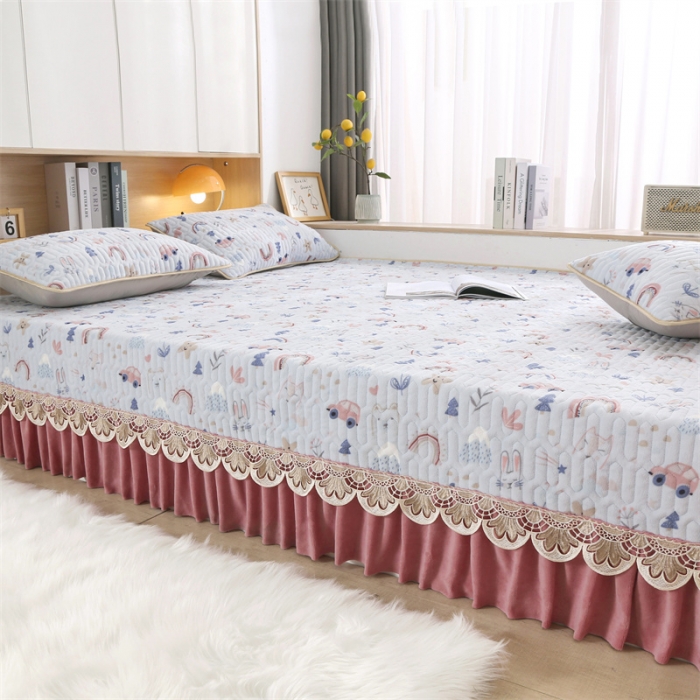 91家纺网 家纺一手货源 找家纺 美优兰 2025秋冬新款牛奶绒榻榻米垫床盖（可定制） 可爱甜心