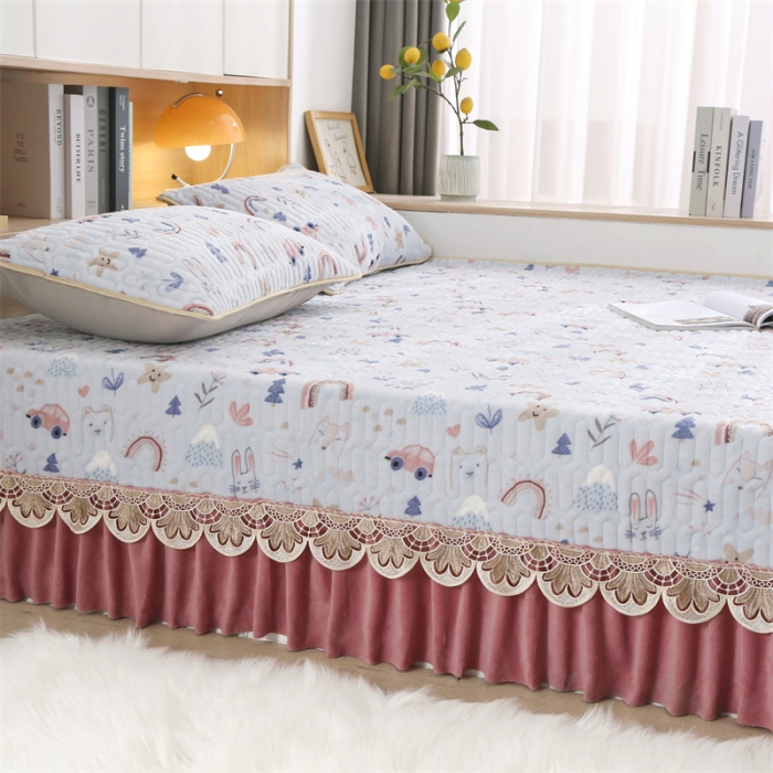 91家纺网 家纺一手货源 找家纺 美优兰 2025秋冬新款牛奶绒榻榻米垫床盖（可定制） 可爱甜心