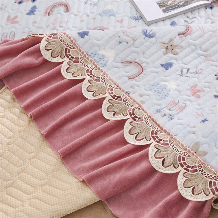 91家纺网 家纺一手货源 找家纺 美优兰 2025秋冬新款牛奶绒榻榻米垫床盖（可定制） 可爱甜心