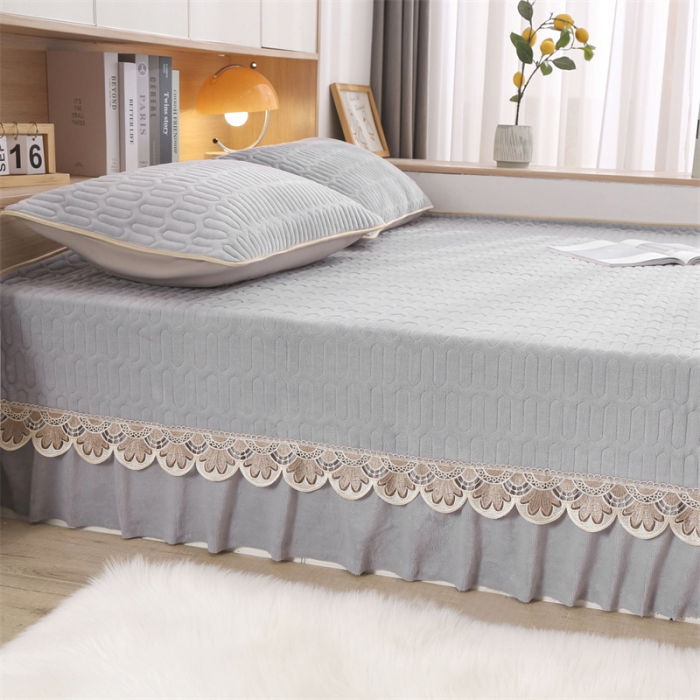 91家纺网 家纺一手货源 找家纺 美优兰 2025秋冬新款牛奶绒榻榻米垫床盖（可定制） 素沫