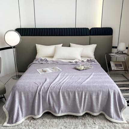 91家纺网 家纺一手货源 找家纺 小米笠 2023新款立体剪花牛奶绒毯 冰川紫