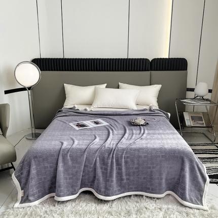 91家纺网 家纺一手货源 找家纺 小米笠 2023新款立体剪花牛奶绒毯 玄紫灰