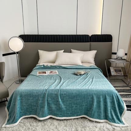 小米笠 2023新款立体剪花牛奶绒毯 松霜绿