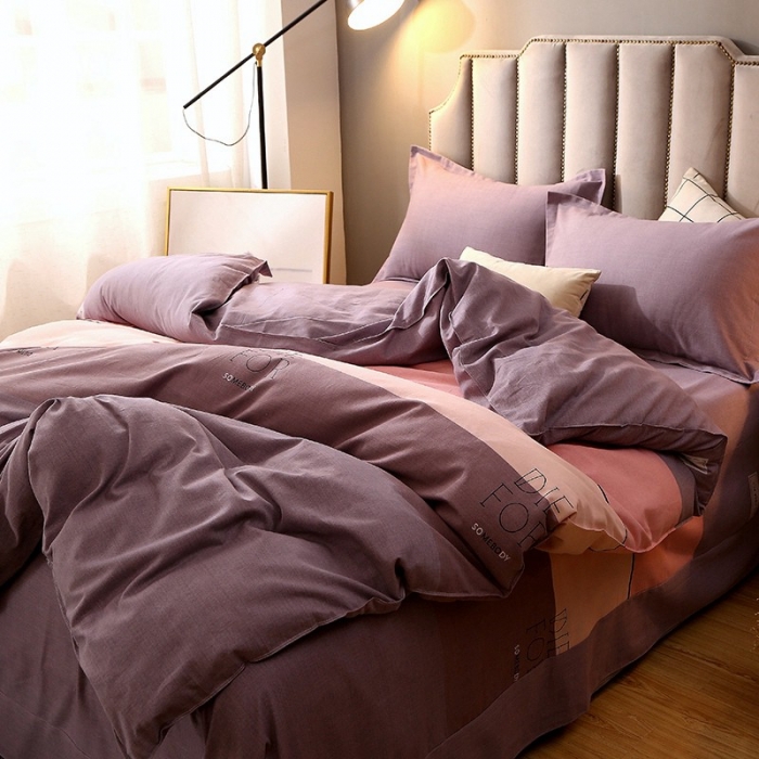 91家纺网 家纺一手货源 找家纺 晶缦 2023新款典雅系全棉活性磨毛四件套 缤纷-粉