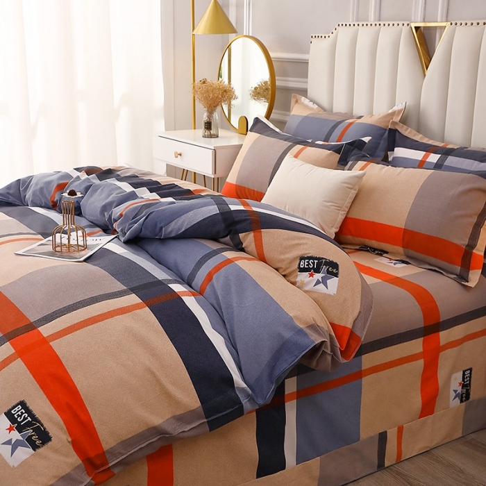 91家纺网 家纺一手货源 找家纺 晶缦 2023新款典雅系全棉活性磨毛四件套 铂金时代灰