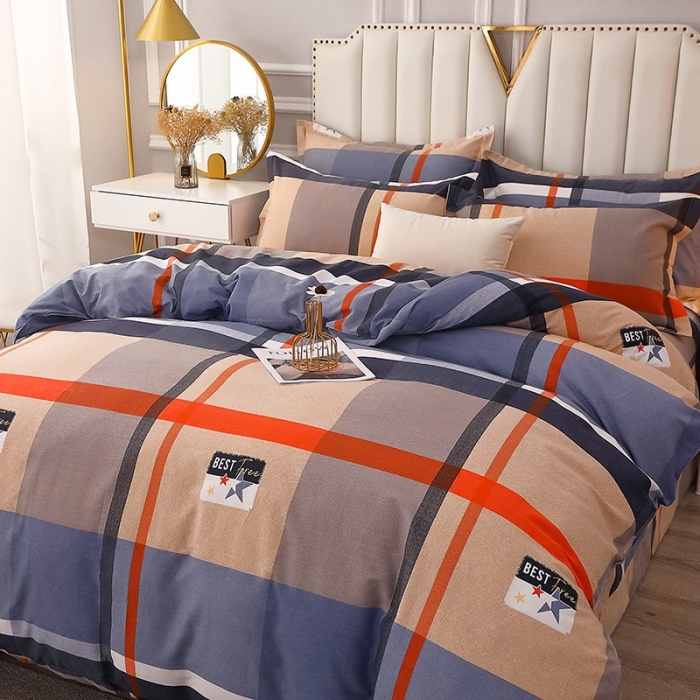 91家纺网 家纺一手货源 找家纺 晶缦 2023新款典雅系全棉活性磨毛四件套 铂金时代灰