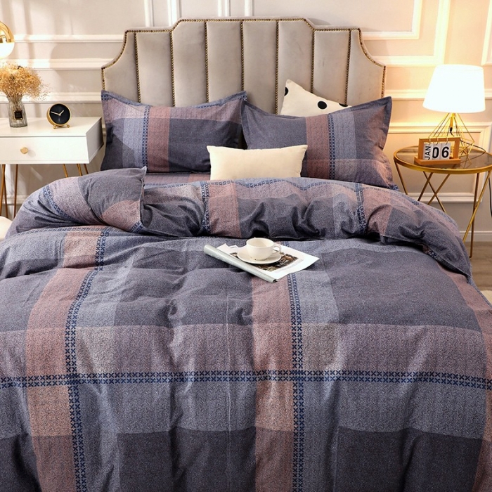 91家纺网 家纺一手货源 找家纺 晶缦 2023新款典雅系全棉活性磨毛四件套 布拉格