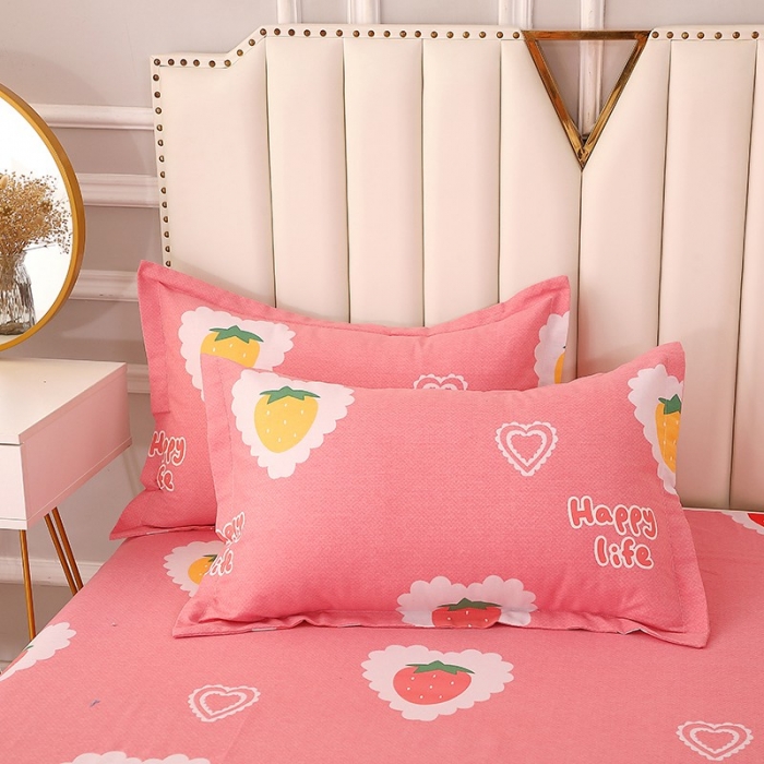 91家纺网 家纺一手货源 找家纺 晶缦 2023新款典雅系全棉活性磨毛四件套 草莓爱恋粉