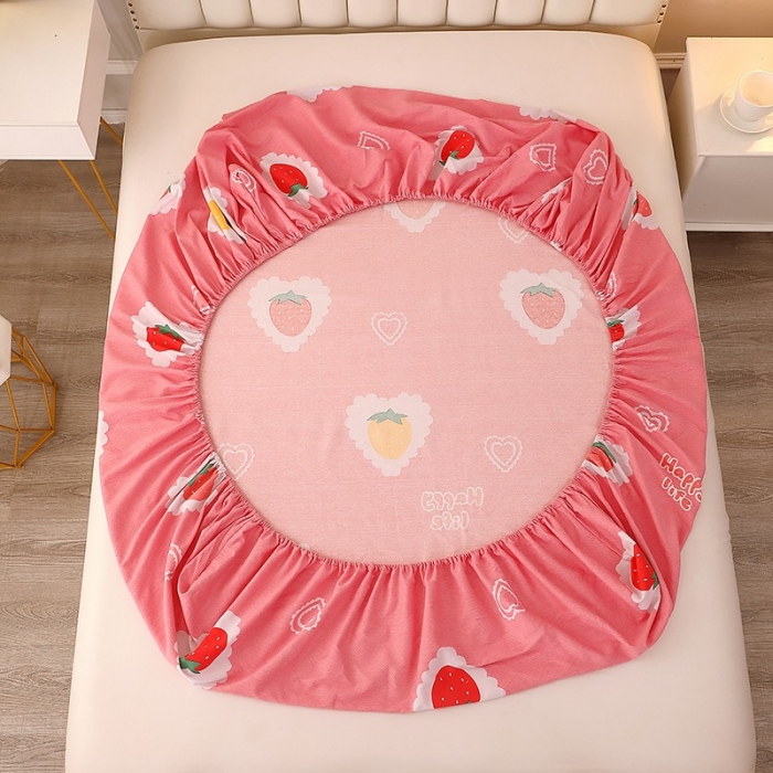 91家纺网 家纺一手货源 找家纺 晶缦 2023新款典雅系全棉活性磨毛四件套 草莓爱恋粉