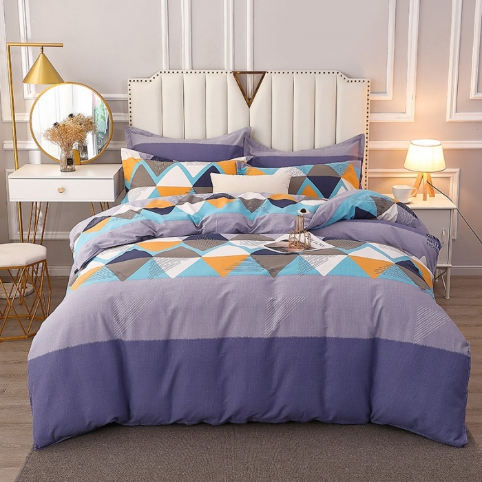 91家纺网 家纺一手货源 找家纺 晶缦 2023新款典雅系全棉活性磨毛四件套 创意空间灰