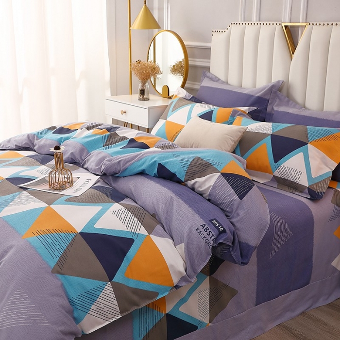 91家纺网 家纺一手货源 找家纺 晶缦 2023新款典雅系全棉活性磨毛四件套 创意空间灰