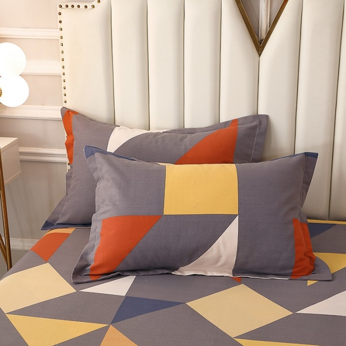 91家纺网 家纺一手货源 找家纺 晶缦 2023新款典雅系全棉活性磨毛四件套 几何图形灰