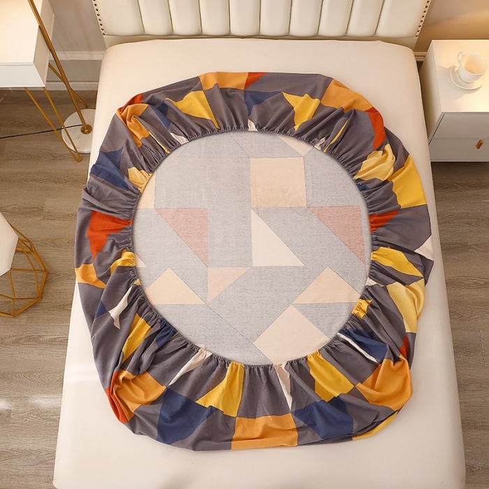 91家纺网 家纺一手货源 找家纺 晶缦 2023新款典雅系全棉活性磨毛四件套 几何图形灰